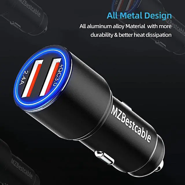Alt view image 2 of 7 - Car Charger Fast Charging for Moto G Stylus 5G 2021 2020/Power 2021 2022,G100/G Pure/G Play/G Fast/G7 Play Power,Edge 2021 2020/Z4 Z3,Motorola One 5G Ace,30W Adapter Quick Charge 3.0+6FT USB Cable