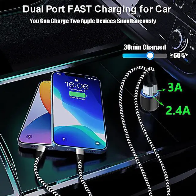 Alt view image 5 of 7 - Car Charger Fast Charging for Moto G Stylus 5G 2021 2020/Power 2021 2022,G100/G Pure/G Play/G Fast/G7 Play Power,Edge 2021 2020/Z4 Z3,Motorola One 5G Ace,30W Adapter Quick Charge 3.0+6FT USB Cable