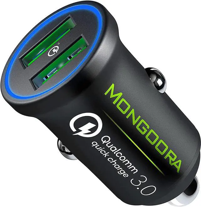 Main image of Car Charger Adapter - Metal Portable 3.0 Car Chargers with Dual USB Ports and Fast Charging Technology - Compatible with iPhone iPad  Galaxy - White Elephant Stocking Stuffers