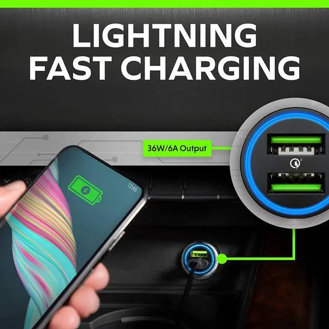 Alt view image 3 of 7 - Car Charger Adapter - Metal Portable 3.0 Car Chargers with Dual USB Ports and Fast Charging Technology - Compatible with iPhone iPad  Galaxy - White Elephant Stocking Stuffers
