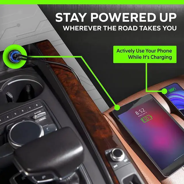 Alt view image 7 of 7 - Car Charger Adapter - Metal Portable 3.0 Car Chargers with Dual USB Ports and Fast Charging Technology - Compatible with iPhone iPad  Galaxy - White Elephant Stocking Stuffers