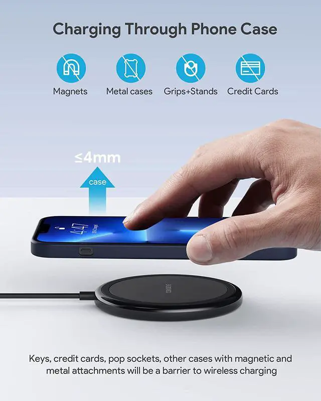 Alt view image 5 of 7 - Wireless Charger 15W Max Fast Wireless Charging Pad 2-Pack Compatible with iPhone16/16Plus/16Pro /16ProMax/iPhone15/15Pro/15Plus/14/13/12/ S24 /S24Ultra/S23Ultra/S22/S21  2