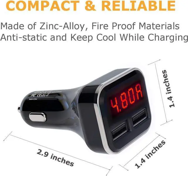 Alt view image 4 of 6 - Aliavation Cigarette Lighter USB Charger with Voltage Display, 24W Dual Port Car Charger, Battery Monitor 12 Volt to Adapter Volt Meter for IP 16/15/14/13/12/11/X/8, Sam Sung, Google, Galaxy & More