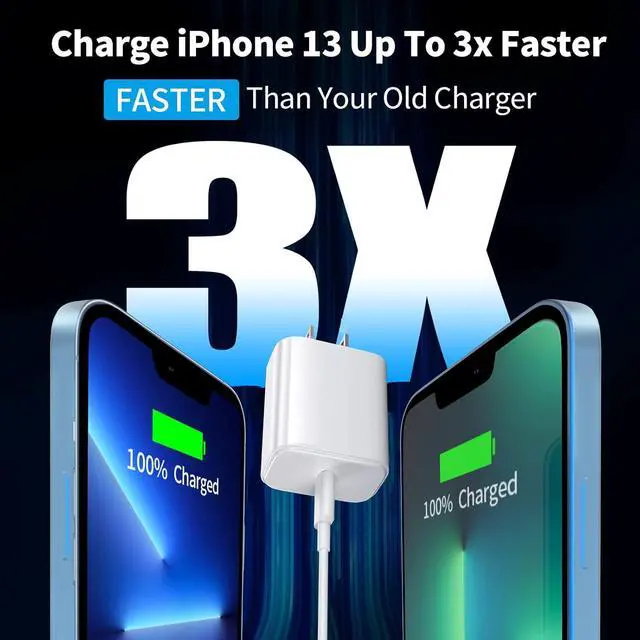Alt view image 3 of 7 - MFi CertifiediPhone 14 Fast Charger, Linocell 2Pack 20W PD USB-C Power Type-C Wall Charger Adapter with 6FT Type-C to Lightning Cable Compatible for iPhone 14 13 12 11 Pro Max XS XR Mini X 8 SE iPad