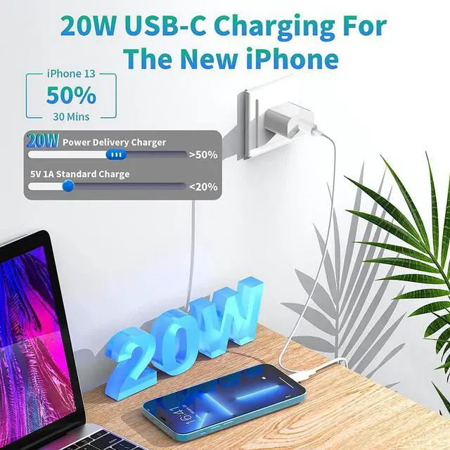 Alt view image 4 of 7 - MFi CertifiediPhone 14 Fast Charger, Linocell 2Pack 20W PD USB-C Power Type-C Wall Charger Adapter with 6FT Type-C to Lightning Cable Compatible for iPhone 14 13 12 11 Pro Max XS XR Mini X 8 SE iPad