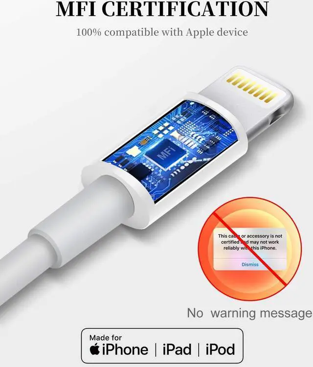 Alt view image 3 of 6 - for iPhone Charger Cord 2 Pack Original USB to Lightning Cable  MFI Certified 6 Ft Fast iPhone Charging Cord for iPhone 11/11Pro/11Max/ X/XS/XR/XS Max/8/7/6/5S/SE