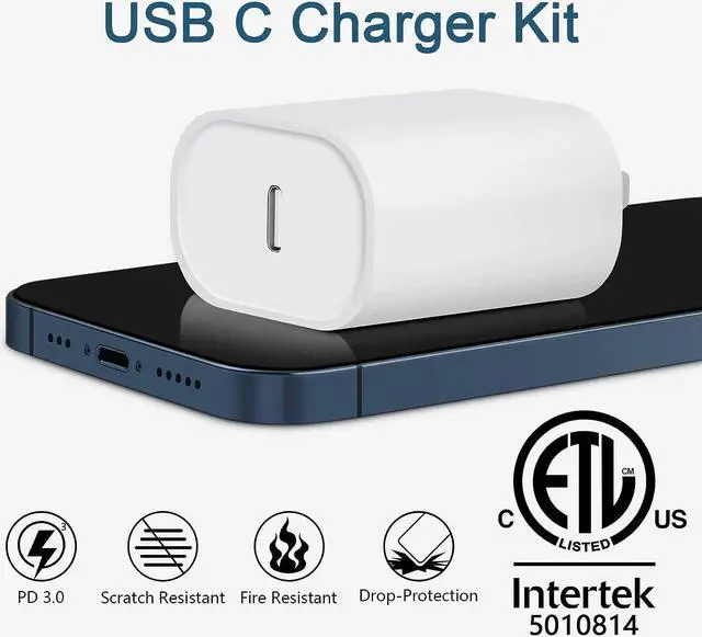 Alt view image 3 of 7 - Phone Charger Fast Charging, MFi Certified 2-Pack 20W USB-C Fast Charger with 6FT Fast Charging Cable for IP 14/13/12/11/Xs/8, i Pad and More