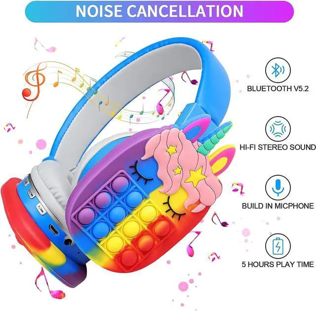 Alt view image 2 of 7 - Bluetooth Headphones Wireless for Girls Women Men Fidget Bubbles Cute Wireless Gaming Headset Over Ear Build in Microphone for Smartphone Tablet PC, Pink