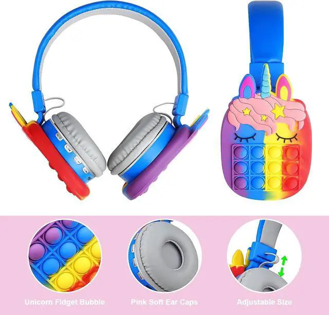 Alt view image 4 of 7 - Bluetooth Headphones Wireless for Girls Women Men Fidget Bubbles Cute Wireless Gaming Headset Over Ear Build in Microphone for Smartphone Tablet PC, Pink