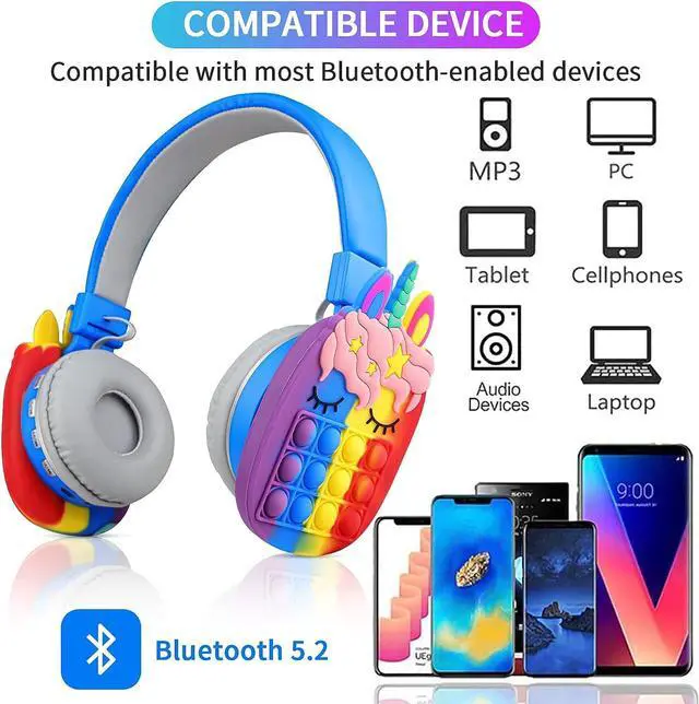 Alt view image 5 of 7 - Bluetooth Headphones Wireless for Girls Women Men Fidget Bubbles Cute Wireless Gaming Headset Over Ear Build in Microphone for Smartphone Tablet PC, Pink