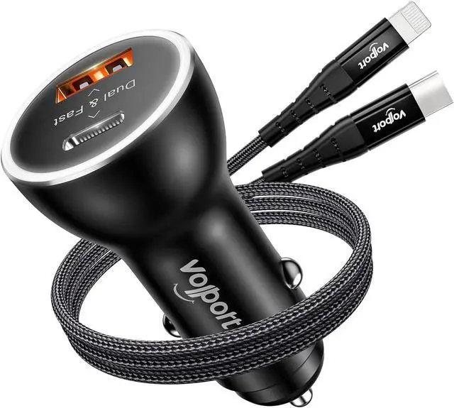 Main image of PD Fast Charging Car Charger with MFi Certified USB C Lightning Cable Carplay Cord 3.3ft, VOLPORT Auto Quick Adapter 39W Car Charger Power Delivery for iPhone 15/14/13 Pro Max Xs Max XR X 8 Plus iPad