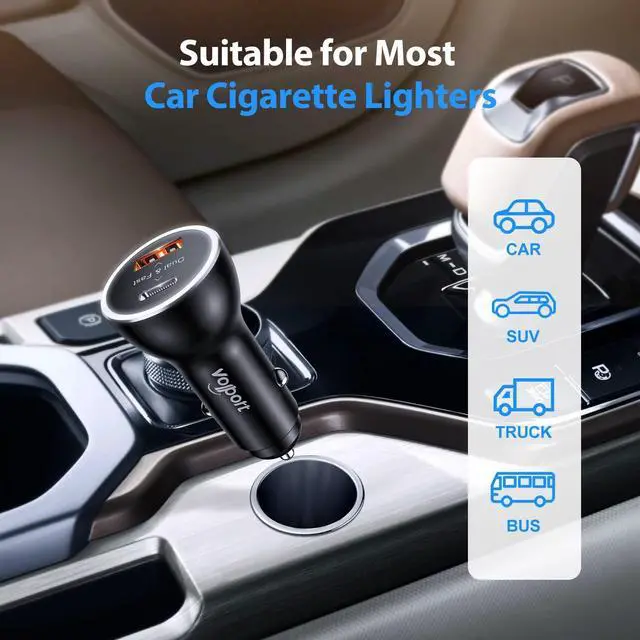 Alt view image 4 of 7 - PD Fast Charging Car Charger with MFi Certified USB C Lightning Cable Carplay Cord 3.3ft, VOLPORT Auto Quick Adapter 39W Car Charger Power Delivery for iPhone 15/14/13 Pro Max Xs Max XR X 8 Plus iPad