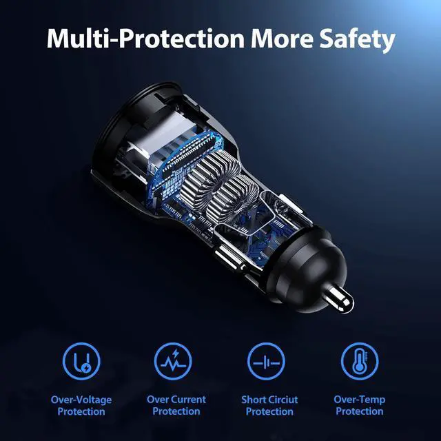 Alt view image 2 of 7 - PD Fast Charging Car Charger with MFi Certified USB C Lightning Cable Carplay Cord 3.3ft, VOLPORT Auto Quick Adapter 39W Car Charger Power Delivery for iPhone 15/14/13 Pro Max Xs Max XR X 8 Plus iPad