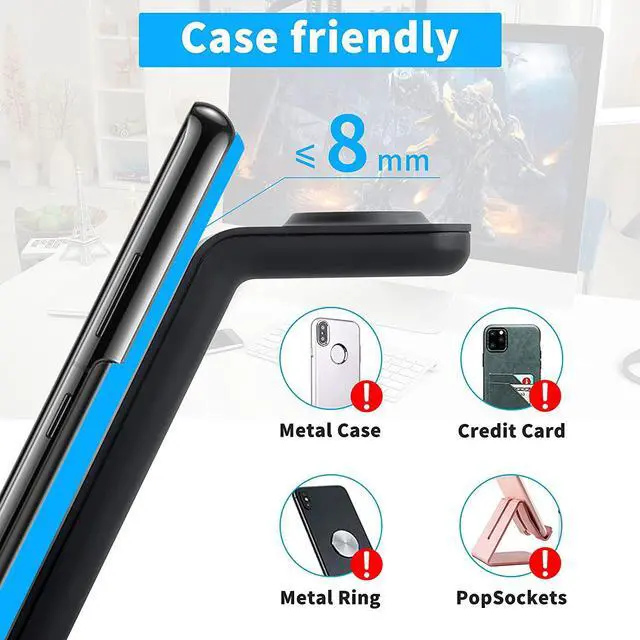 Alt view image 4 of 7 - YOCUNKER Wireless Charger for Samsung,3 in 1 Charging Station Dock for Galaxy Watch 5/4/3/2/Active 2/1/Gear S3, S22 Ultra/S21/S20/S10/Note 20/Z Flip 4/Z Fold 4/3,Galaxy Buds+/Pro/Live Black