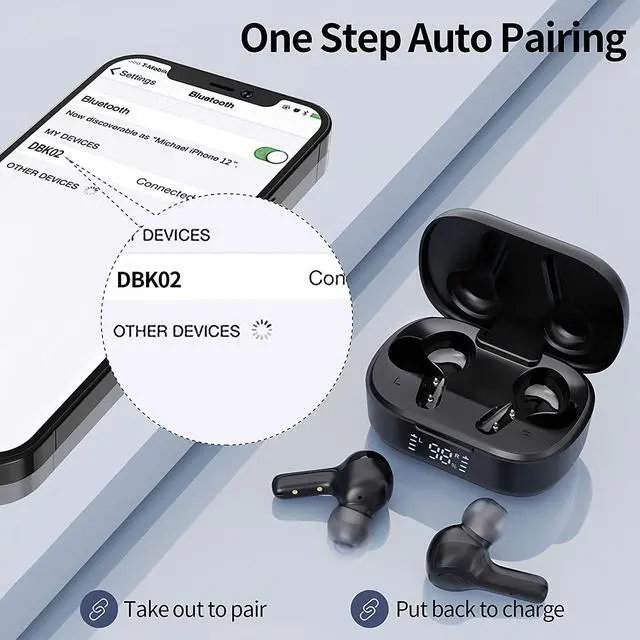 Alt view image 4 of 6 - MOZOTER Bluetooth 5.3 Wireless Earbuds,Deep Bass Loud Sound Clear Call Noise Cancelling with 4 Microphones in-Ear Headphones with Wireless Charging Case Compatible for iPhone Android,Workout