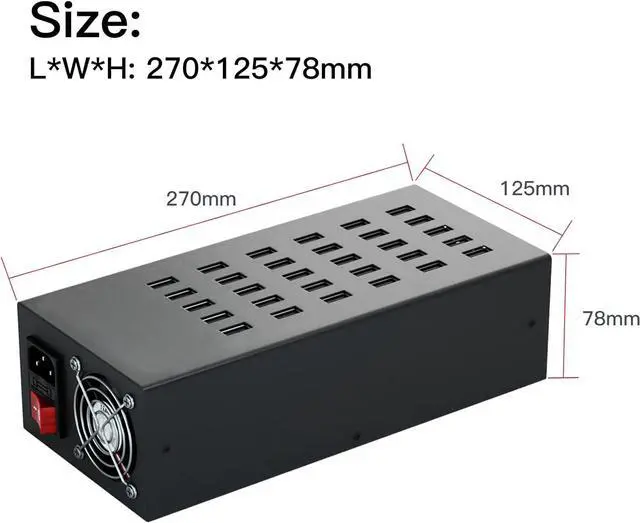Alt view image 5 of 7 - Charging Station for Multiple Devices, 30 Port 300W USB Charging Station, 30-in-1 USB Charging Hub, Multiple USB Charging Station for iPhone, iPad, Samsung, Tablets, and Other Electronics