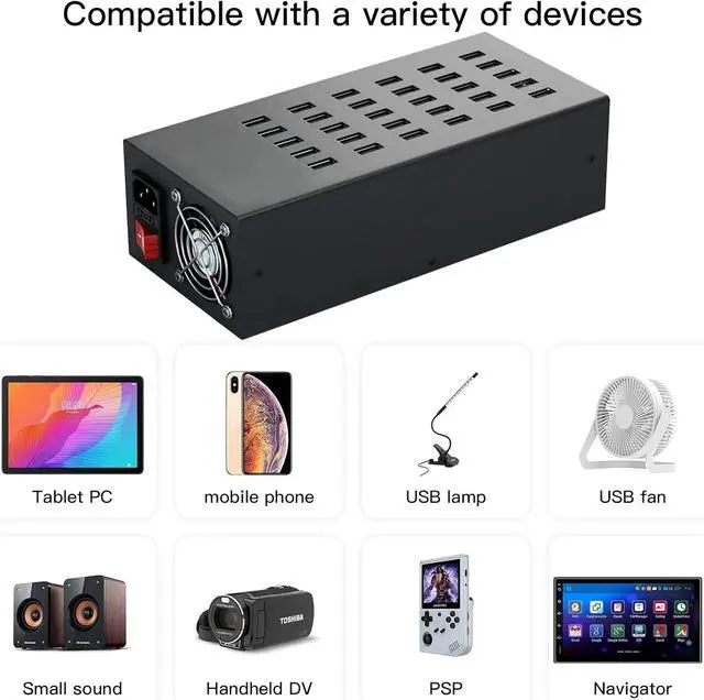 Alt view image 4 of 7 - Charging Station for Multiple Devices, 30 Port 300W USB Charging Station, 30-in-1 USB Charging Hub, Multiple USB Charging Station for iPhone, iPad, Samsung, Tablets, and Other Electronics