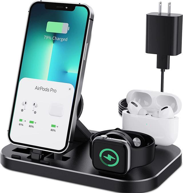 Charging Station for Apple Devices,3 in 1 Charger Stand for iWatch Series  SE/7 6/5/4/3/2/1/SE,Charging Station for iPhone Series,AirPods Pro/3/2/1