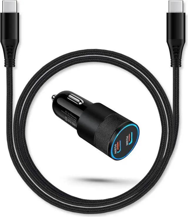 Main image of 60w Super Fast USB C Car Charger for iPhone 16 15 Pro Max, 2 Car Lighter Adapter Pd C to C Cable Quick Charging Type C Cords Dual Port Usbc Cigarette Cargador Auto for Samsung S24 Ultra S23+ S22 S20