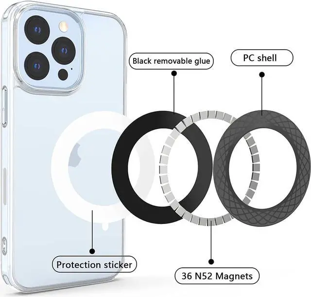Alt view image 3 of 7 - Universal Magnetic Ring, Magnetic Adapter Ring,Magnet Sticker Compatible with Magsafe Accessories & Wireless Charging for iPhone 15/14/13/12 Series, Galaxy S23/S22 Ultra and Phone Case,Black -2pcs