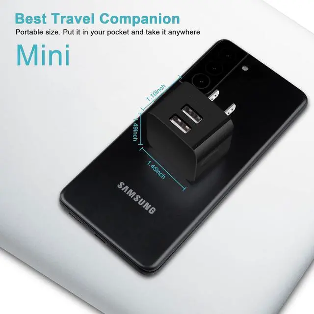 Alt view image 5 of 7 - USB Wall Charger USB Plug 2Pack Flat USB Charger Block Charging Low Profile USB Cube Charger Box Right Angle Plug Adapter for iPad Pro iPad Mini iPad Air iPhone 16 15 14 13 12 11 Max  Pixel