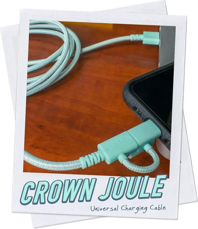 Alt view image 2 of 7 - Smartish USB-C/Lightning Cable for iPhone 15/14 - Crown Joule - 6 Foot Universal Fast Fabric Wrapped Charging Cable w/Micro-USB - Apple MFi Certified for iPhone 13/12/SE/iPad/AirPods/Android - Green