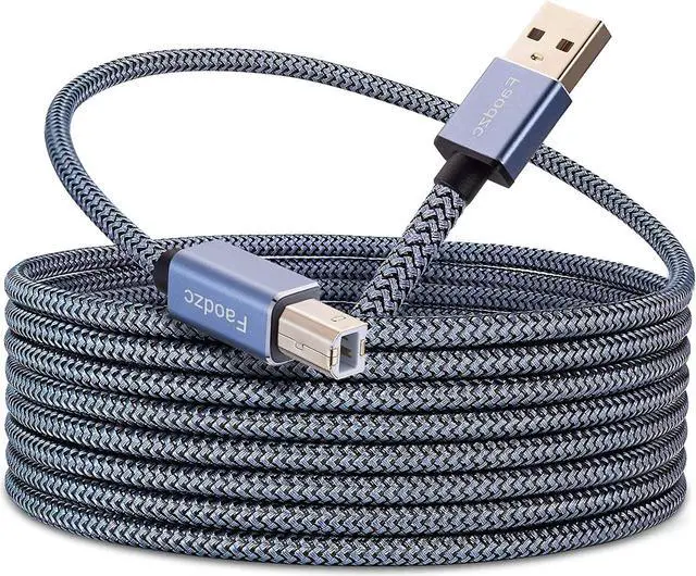 Main image of Printer Cable 25 ft Long USB Printer Cord 2.0 Type A Male to B Male Printer Scanner Cord High Speed Compatible with HP Canon Dell Epson Lexmark Xerox Samsung and More 8m