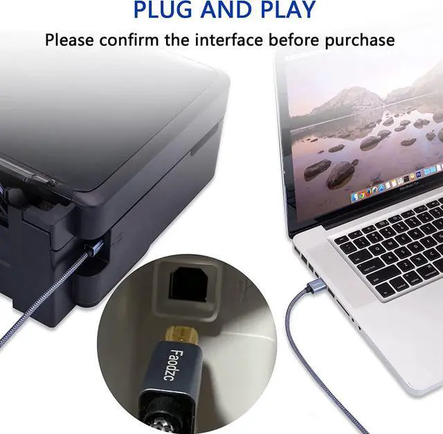 Alt view image 6 of 7 - Printer Cable 25 ft Long USB Printer Cord 2.0 Type A Male to B Male Printer Scanner Cord High Speed Compatible with HP Canon Dell Epson Lexmark Xerox Samsung and More 8m