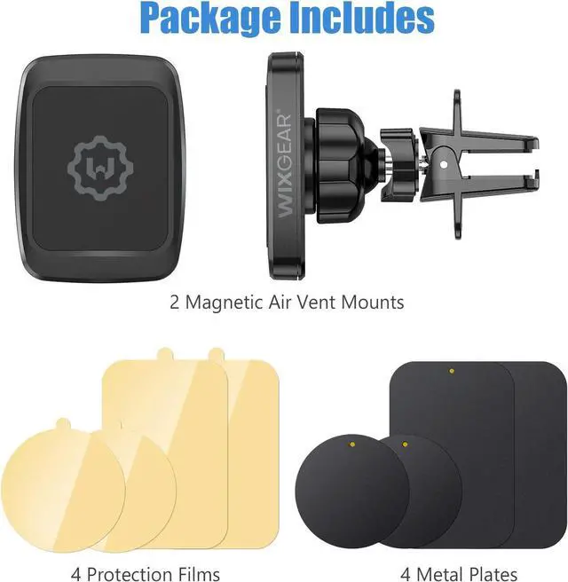 Alt view image 3 of 7 - WixGear Magnetic Phone Car Mount, [2 Pack] Air Vent Car Phone Mount Holder, Phone Holder for Car with Twist-Lock Base, Compatible with All Smartphones