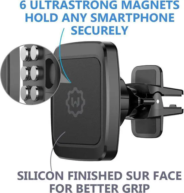 Alt view image 4 of 7 - WixGear Magnetic Phone Car Mount, [2 Pack] Air Vent Car Phone Mount Holder, Phone Holder for Car with Twist-Lock Base, Compatible with All Smartphones