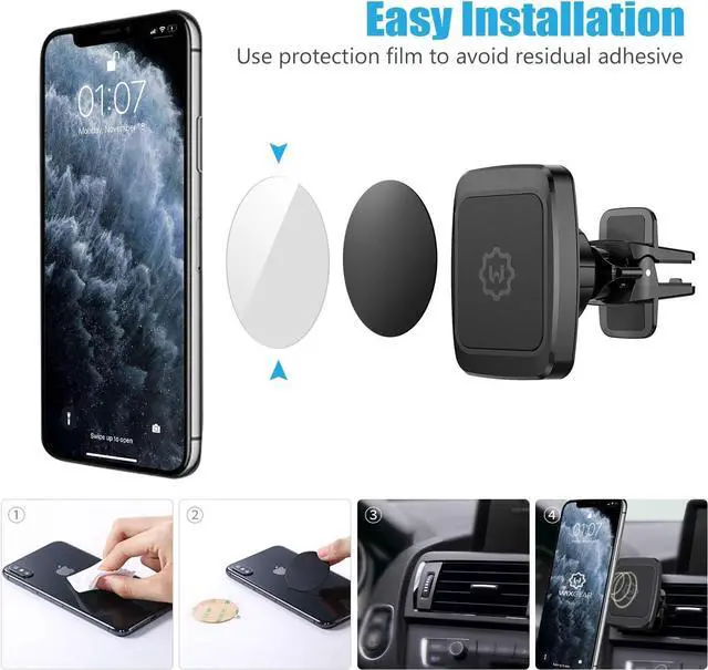 Alt view image 5 of 7 - WixGear Magnetic Phone Car Mount, [2 Pack] Air Vent Car Phone Mount Holder, Phone Holder for Car with Twist-Lock Base, Compatible with All Smartphones
