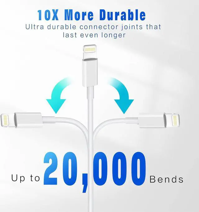 Alt view image 3 of 7 - iPhone Charger 3Pack 6FT MFi Certified USB A to Lightning Cable Fast Charging Cords  Charger Compatible with iPhone 14 13 12 11 XS XR X Pro Max Mini 8 7 6S 6 Plus 5S SE iPad iPod Airpods