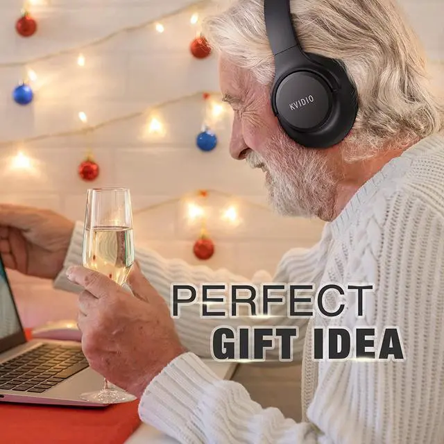 Alt view image 7 of 7 - KVIDIO [Updated Bluetooth Headphones Over Ear, 65 Hours Playtime Wireless Headphones with Microphone,Foldable Lightweight Headset with Deep Bass,HiFi Stereo Sound for Travel Work Cellphone