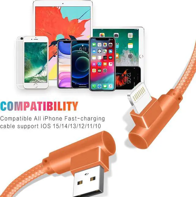 Alt view image 4 of 7 - iPhone Charger 3 Pack 10FT 90 Degree Charging Cable MFi Certified USB Lightning Cable Nylon Braided Fast Charging Cord Compatible for iPhone 14/13/12/11/X/Max/8/7/6/6S/5/5S/SE/Plus/iPad (10FT)