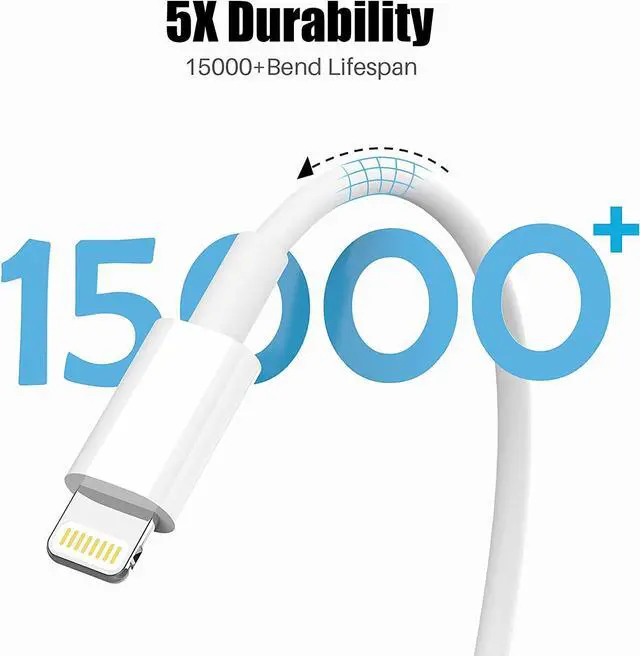 Alt view image 2 of 7 - for iPhone Charger Cord 10 ft 3Pack for Lightning to USB Fast Long Charging Cable 10 Foot for iPhone 14/13/12/11Pro Max/11/XR/Xs/X/8/7/6 for iPad Pro/Air/Mini White Phone Charge 10 feet
