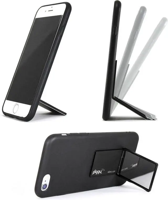 Alt view image 2 of 7 - Flip Stand (aka Piggy Pro) Adjustable Phone Stand & Grip with Compact Mirror, Compatible with Magnet Car Mount (Rose Gold)