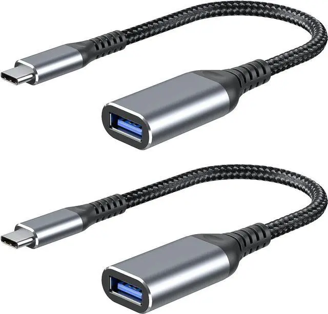 Main image of USB C to USB Adapter USB C Male to USB3.0 Female Cable Type c to USB Suitable for Cellphone Charging or OTG PC and Laptop 3.9 inch Sliver 2-PCS
