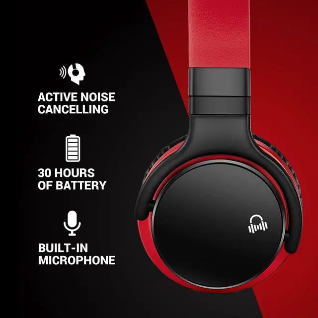 Alt view image 2 of 7 - E7 Active Noise Cancelling Headphones Bluetooth Headphones Wireless Headphones Over Ear with Microphone Deep Bass Comfortable Protein Earpads 30 Hours Playtime for Travel/Work Black