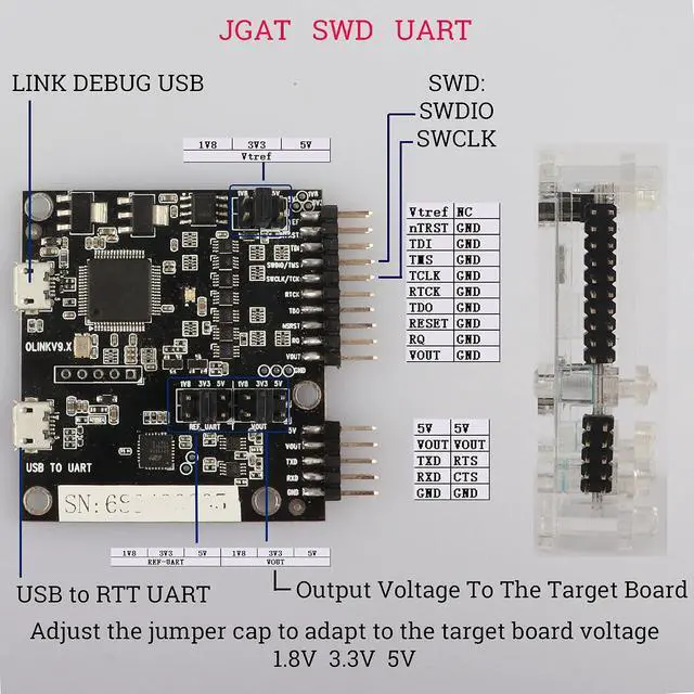 Alt view image 3 of 6 - High Speed USB JTAG Emulator Debugger Programmer V9,CP2102 USB to 5PIN UART TTL,Support 1.8V 3.3V 5V, ARM ARM9 ARM7 Cortex M0/M1/M3/M4, Cortex A5/A8/A9 STM32 STM8 Debug Probes