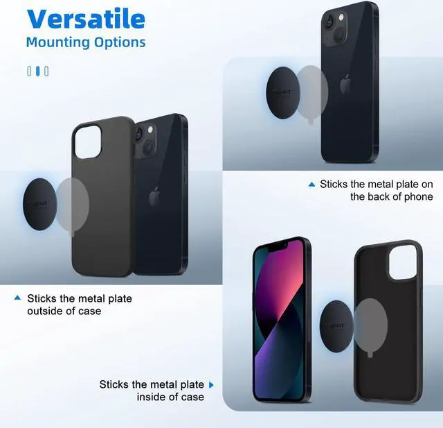 Alt view image 6 of 6 - volport Metal Plate for Phone Magnet, 10 Pack MagicPlate with 3M Adhesive Replacement for Magnetic Phone Car Mount Holder & Cradle & Stand (Vent/CD/Windshield/Dashboard) - Rectangle and Round