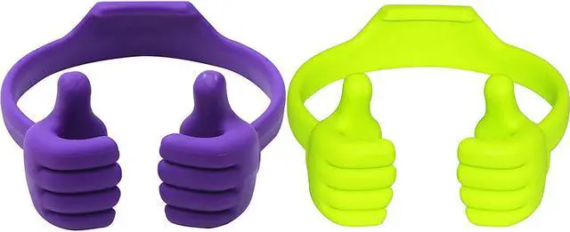 Main image of HONSKY Thumbs-Up Phone Stand for Tablets, E-Readers and Smart Phones Green/Purple 2 Count