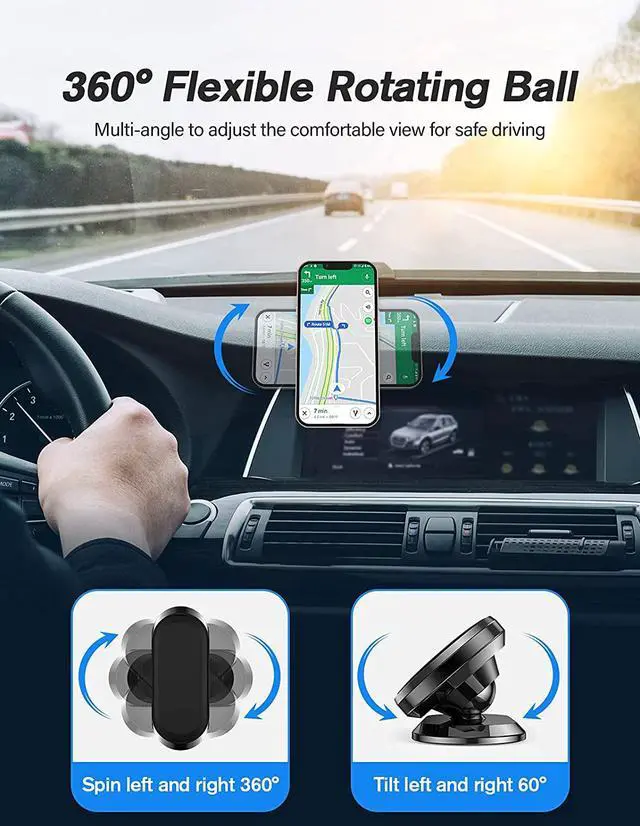 Alt view image 5 of 7 - Magnetic Phone Holder for Car[2 Pack] Phone Holders for Your car [Upgrade Magnet] -360 Rotation Car Magnet Phone Mount Compatible with All Cell Phone