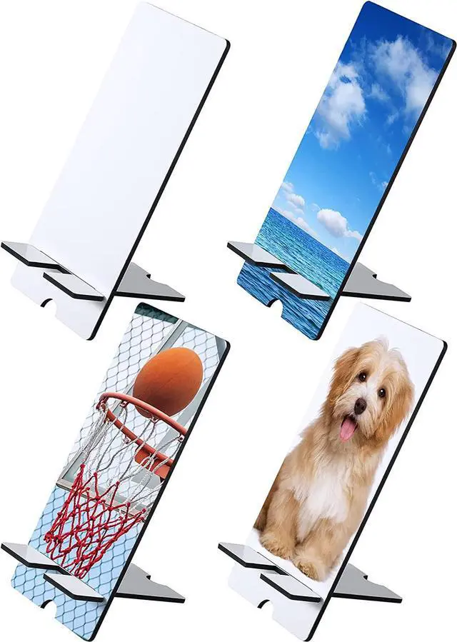 Main image of Frienda 4 Pieces Sublimation Blank Phone Stand Sublimation Cell Phone Holder for Desk Wood Smartphone Holders DIY Craft Charging Stand for Desktop Office Table Home Kitchen