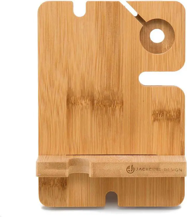 Alt view image 4 of 7 - JackCubeDesign Bamboo iPhone Apple Watch Charger Dock Stand Multi Device Charging Station Organizer Holder for Smartphone Cellphone Mobile Phone â\u201a¬â :MK243A