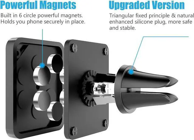 Alt view image 3 of 7 - WixGear Universal Air Vent Magnetic Phone Car Mount Holder for Cell Phones with Fast Swift-Snap Technology, Magnetic Cell Phone Mount [New Stronger Square Design]