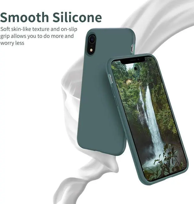 Alt view image 3 of 7 - OTOFLY iPhone XR Case, [Military Grade Drop Protection] Premium Soft Liquid Silicone Rubber Full-Body Protective Bumper Case for iPhone XR 6.1 inch Pine Green