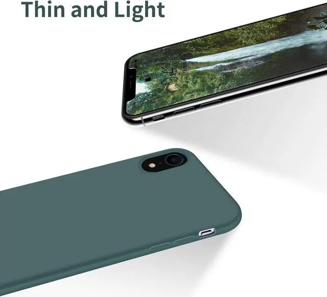 Alt view image 4 of 7 - OTOFLY iPhone XR Case, [Military Grade Drop Protection] Premium Soft Liquid Silicone Rubber Full-Body Protective Bumper Case for iPhone XR 6.1 inch Pine Green