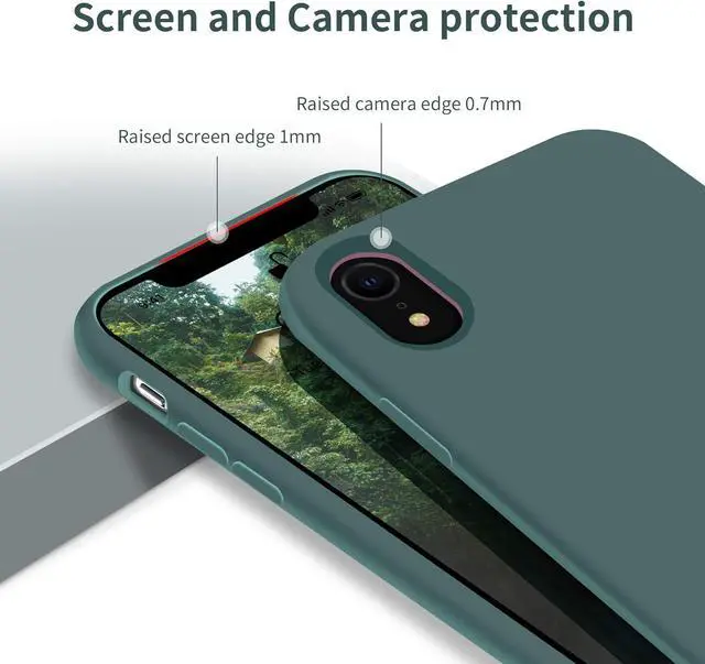 Alt view image 7 of 7 - OTOFLY iPhone XR Case, [Military Grade Drop Protection] Premium Soft Liquid Silicone Rubber Full-Body Protective Bumper Case for iPhone XR 6.1 inch Pine Green