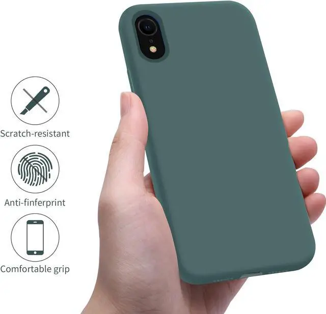 Alt view image 5 of 7 - OTOFLY iPhone XR Case, [Military Grade Drop Protection] Premium Soft Liquid Silicone Rubber Full-Body Protective Bumper Case for iPhone XR 6.1 inch Pine Green
