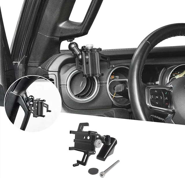 Main image of for JL A Pillar Grab Handle Cell Phone Holder Adjustable Anti-Shake Stabilizer Phone Mount for 2018-2021 Jeep Wrangler JL JLU & Gladiator JT